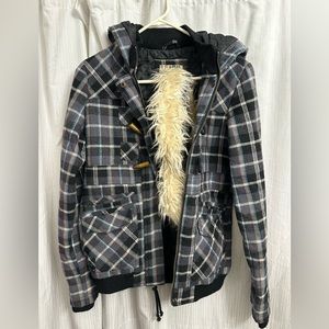 Back/gray/teal plaid Billabong jacket